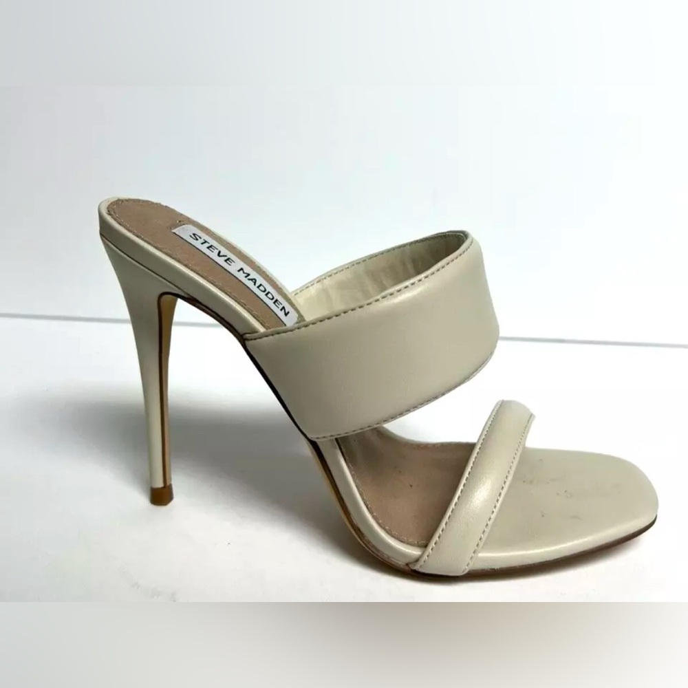 Steve Madden Cream Double Strap High Heel Sandals